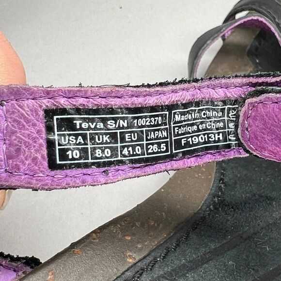 Teva Cabrillo Sandals Women's Size 10 Black Leather Crossover Hook Loop Wedge - Picture 11 of 11